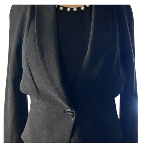 ANNE KLEIN BLAZER SINGLE BUTTON BLACK WOMEN PEAK LAPEL LONG SLEEVE SIZE SIX (6) - Picture 3 of 12